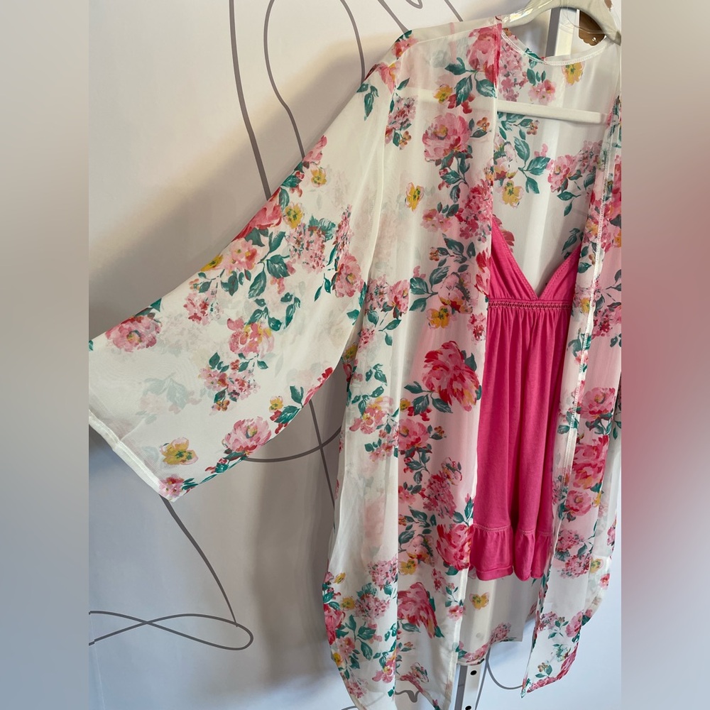 Floral Pink Women's Cardigan - Picture 3 of 6